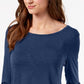 Style & Co Women's Chiffon-Hem Top Dark Blue Size Medium