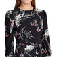 Ralph Lauren Women's Black Belted Floral Long Sleeve Jewel Neck Maxi Sheath Dress Black Size 0