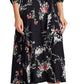 Ralph Lauren Women's Black Belted Floral Long Sleeve Jewel Neck Maxi Sheath Dress Black Size 0
