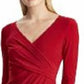 Ralph Lauren Women's Long Sleeve V Neck Above The Knee Sheath Cocktail Dress Red Size 6 Petite