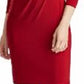 Ralph Lauren Women's Long Sleeve V Neck Above The Knee Sheath Cocktail Dress Red Size 6 Petite