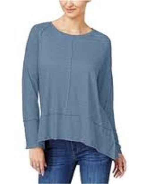 Style & Co Women's Cotton High-Low Top Dark Blue Size Small