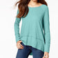 Style & Co Women's Cotton High Low Top Green Size Small