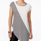 Bar III Women's Bar Basics Colorblock Asymmetrical Top Multi White Size Small