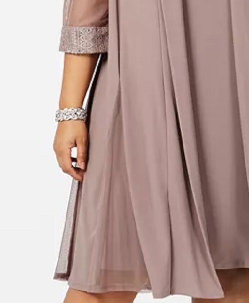 R & M Richards Women's Plus Embellished Dress & Jacket Set Purple Size 14W