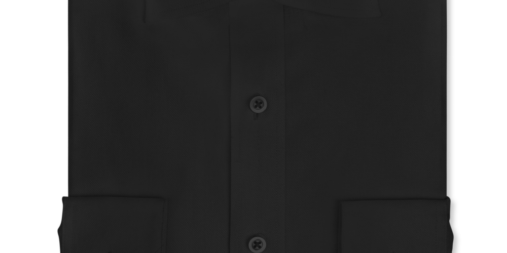 Sean John Men's Tailored Fit Button Down Solid Dress Shirt Black Size 17