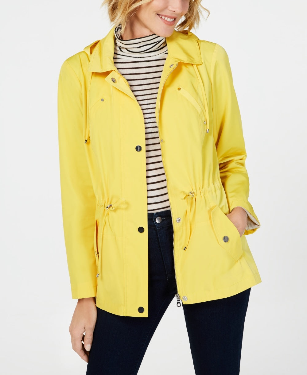 Charter Club Women's Anorak Rain Jacket Yellow Petite Large
