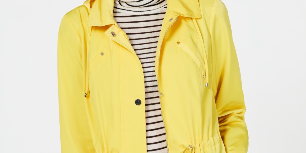 Charter Club Women's Anorak Rain Jacket Yellow Petite Large