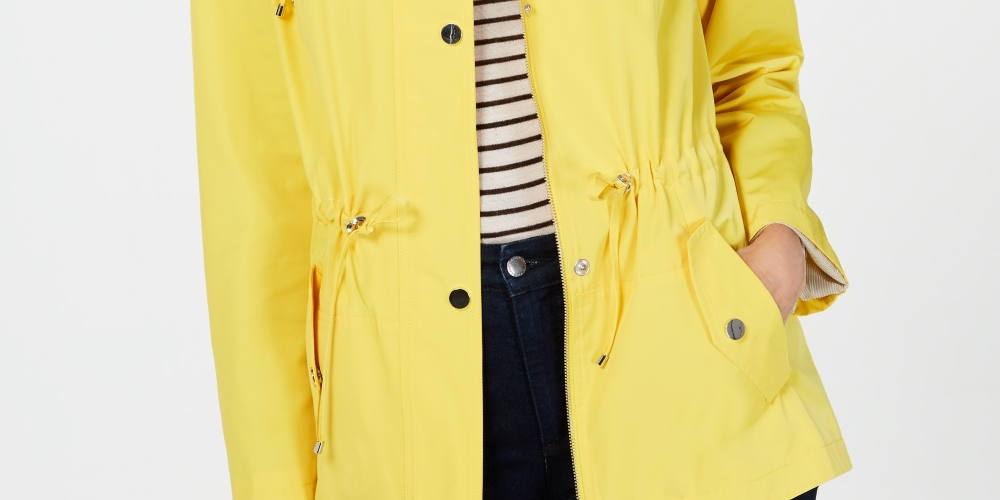 Charter Club Women's Anorak Rain Jacket Yellow Petite Large