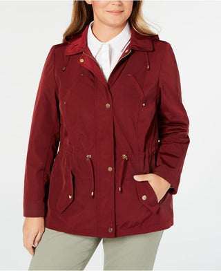 Charter Club Women's Water Resistant Utility Jacket Wine Size 3X