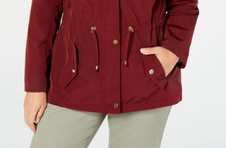 Charter Club Women's Water Resistant Utility Jacket Wine Size 3X