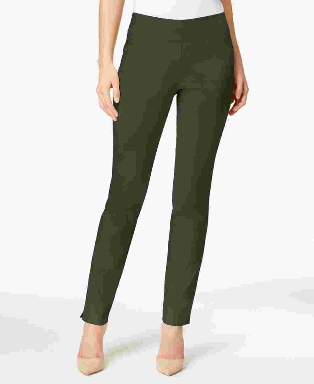 Charter Club Women's Cambridge Tummy Control Slim Leg Pants Green Size 14 Petite