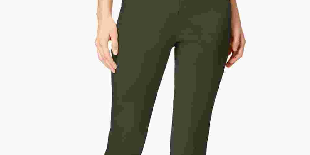 Charter Club Women's Cambridge Tummy Control Slim Leg Pants Green Size 14 Petite