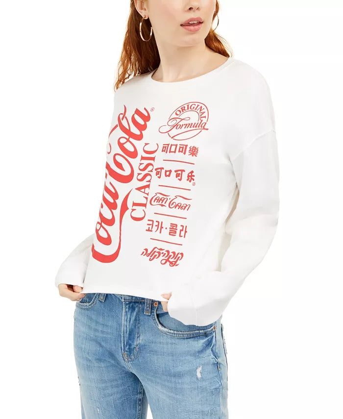 Love Tribes Junior's Coca Cola Graphic Sweatshirt White Size X-Small