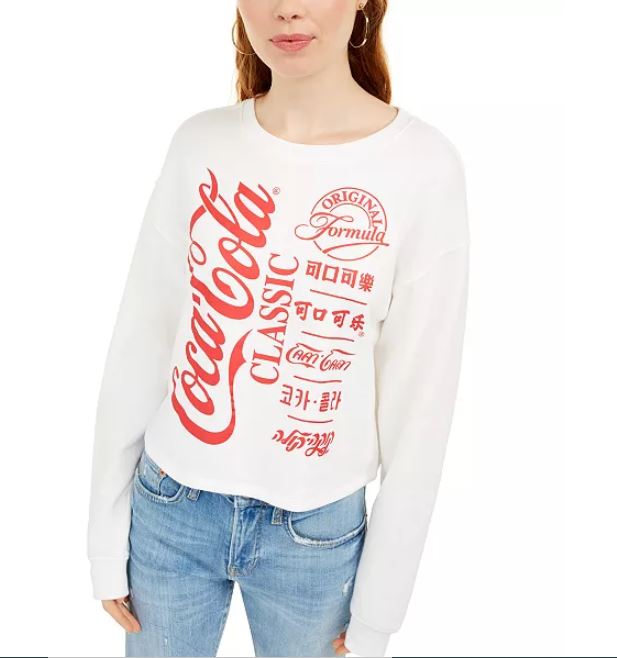 Love Tribes Junior's Coca Cola Graphic Sweatshirt White Size X-Small