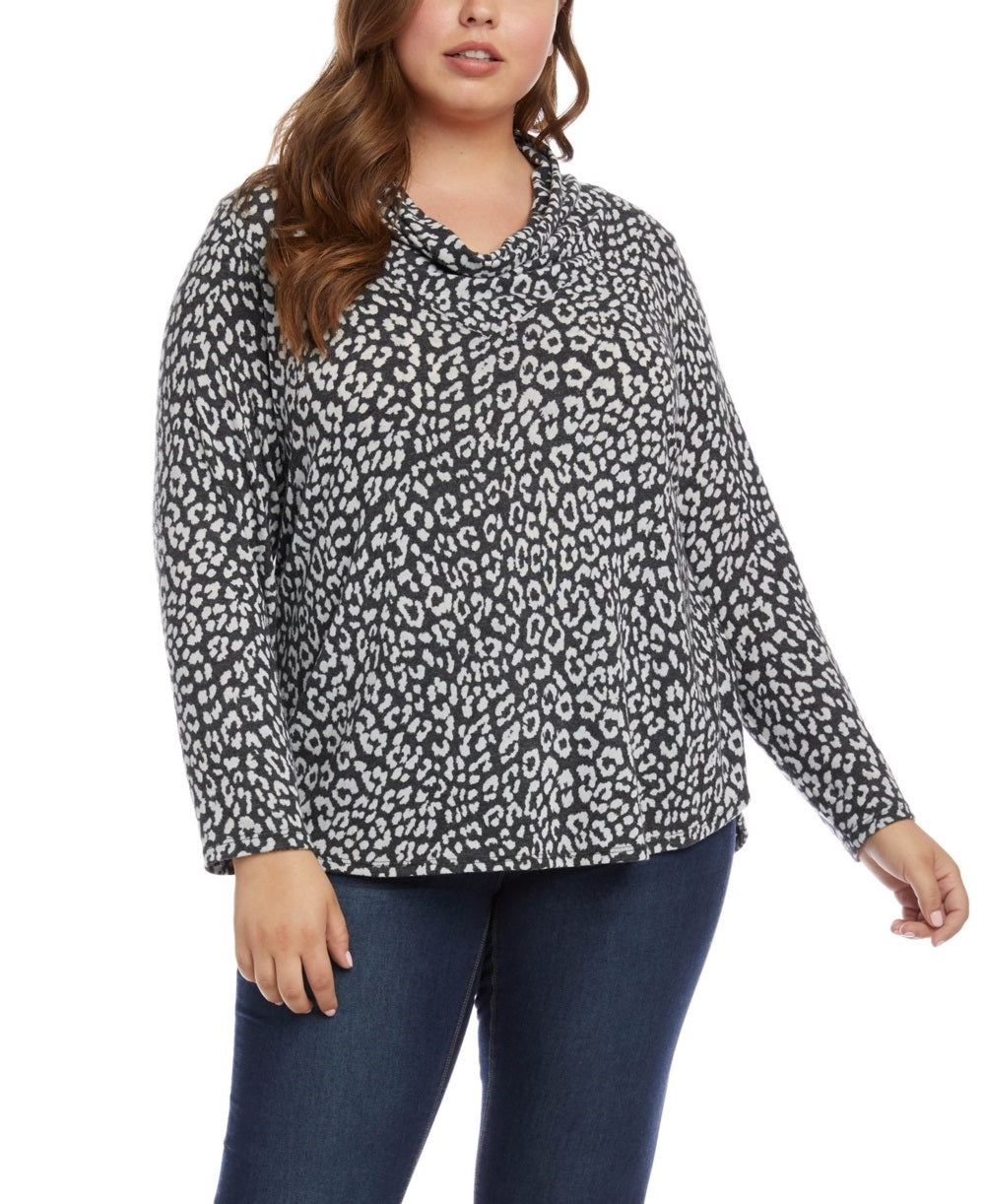 Karen Kane Women's Cowl Neck Knit Top Grey Size 2X