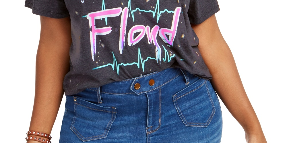 Love Tribe Women's Trendy Pink Floyd T-Shirt Black Size 3X