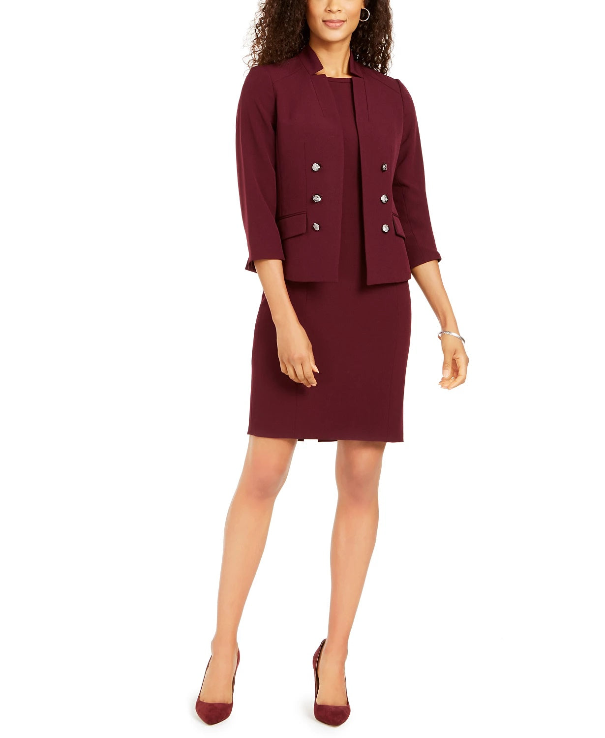 Le Suit Women's Petite Embellished Dress Suit Wine Size 12P