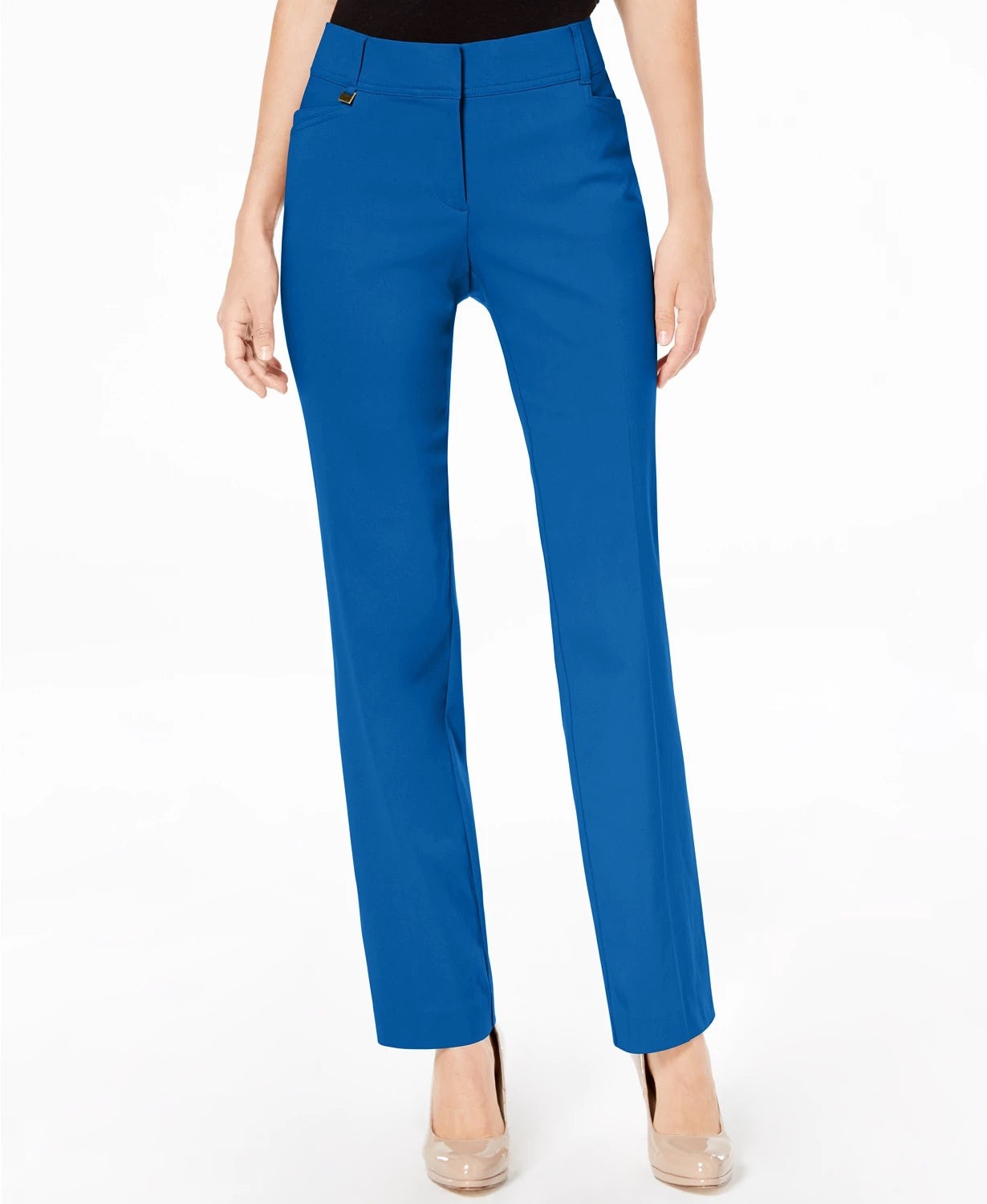 JM Collection Women's Petite Tummy-Control Curvy Fit Pants, Petite and Petite Short Blue Size 16X3