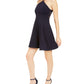 Sequin Hearts Juniors' Sequined Lace-Back Scuba Dress Navy Size 3