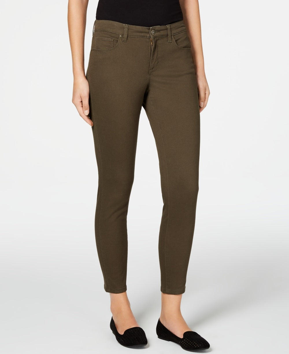 Style & Co Women's Curvy-Fit Tummy-Control Skinny Jeans Green Size 4 Petite