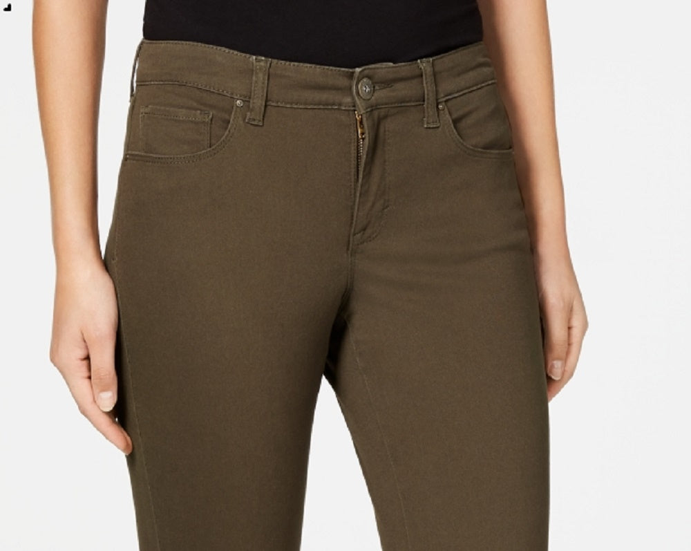 Style & Co Women's Curvy-Fit Tummy-Control Skinny Jeans Green Size 4 Petite