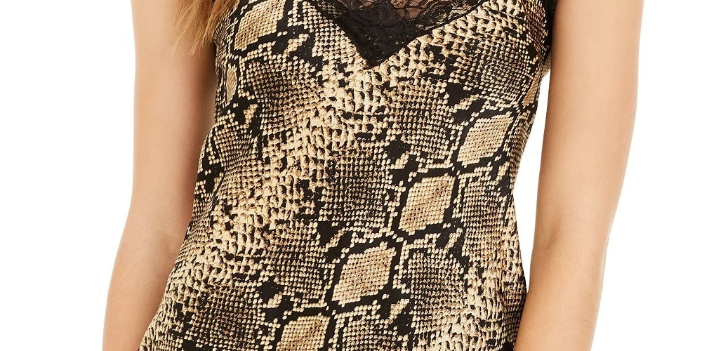 Say What? Junior's Snake Print Camisole Black Size Large