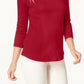 Charter Club Women's Pima Cotton Boat Neck Button Shoulder Top Red Size XX-Large