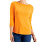 Charter Club Women's Boat-Neck Button-Shoulder Top Yellow Size XX-Large