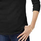 Charter Club Women's Cotton Mock-Neck Top Black Size Medium