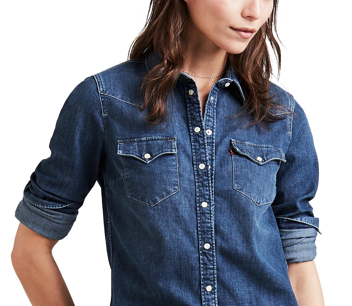 Levi's Women's Ultimate Western Lotta Love Shirt Blue Size Medium