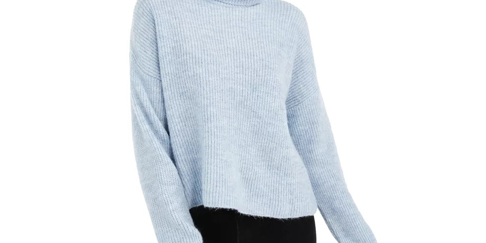Sun + Moon Women's Boxy Turtleneck Sweater Blue Size Large