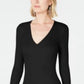 INC International Concepts Women's Petite V-Neck Top Black Size Petite