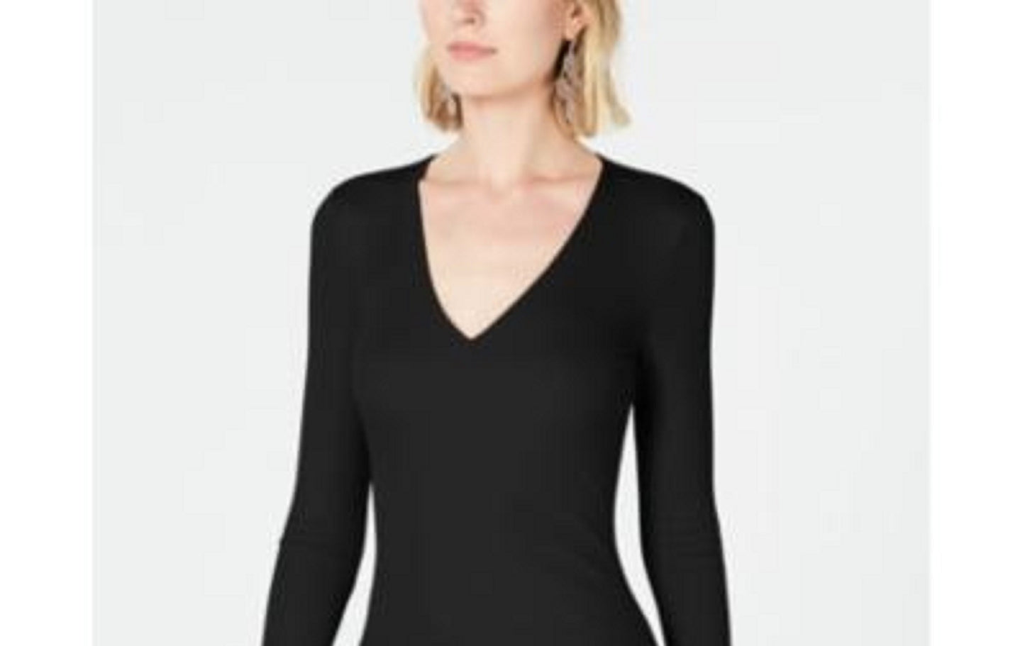 INC International Concepts Women's Petite V-Neck Top Black Size Petite