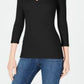 INC International Concepts Women's Petite V-Neck Top Black Size Petite