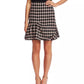 CeCe Women's Grid Tweed Asmymmetrical Ruffle Skirt  Black Gray Size 14