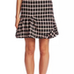 CeCe Women's Grid Tweed Asmymmetrical Ruffle Skirt  Black Gray Size 14