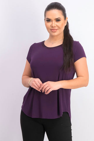 Alfani Women's Plus Satin-Trim High-Low T-Shirt Purple Size 1X