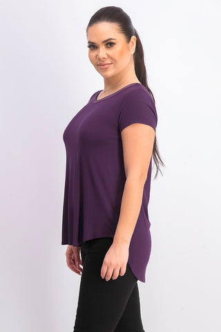 Alfani Women's Plus Satin-Trim High-Low T-Shirt Purple Size 1X