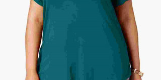 Alfani Women's Satin Trim High Low T-Shirt Green Size 3X