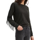 Levi's Women's Fringed Crewneck Sweatshirt Black Size X-Large