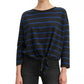 Levi's Women's Greta Striped Tie Hem Cotton Top Black Size Small
