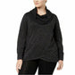 Ideology Women's Plus Size Cowl-Neck Pullover Black Size 1X