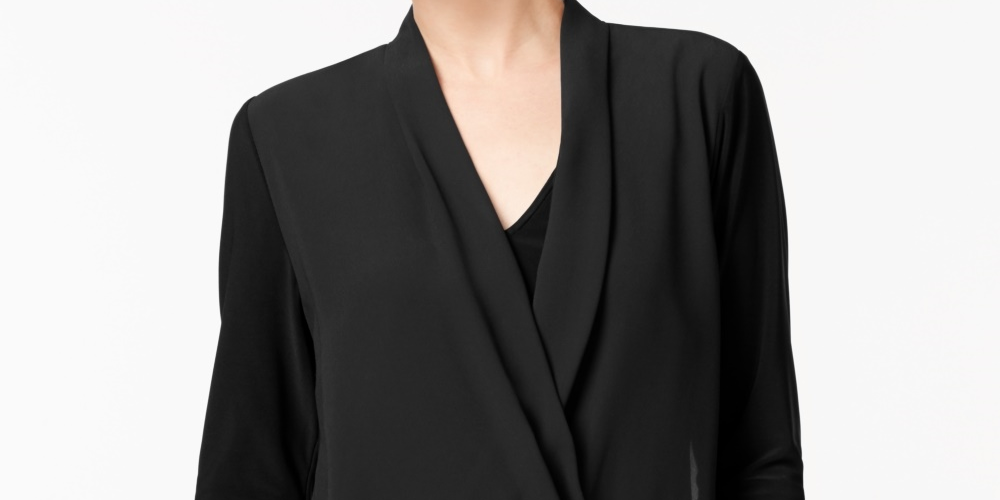 Alfani Women's Surplice Top Black Size Petite Small