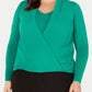 Alfani Women's Surplice Blouse Green Size 4X
