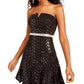 City Studios Juniors' Sequined Strapless Fit & Flare Dress Silver Size 0
