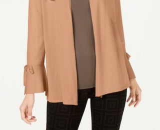 Alfani Women's Tie-Sleeve Cardigan Taupe Size Small
