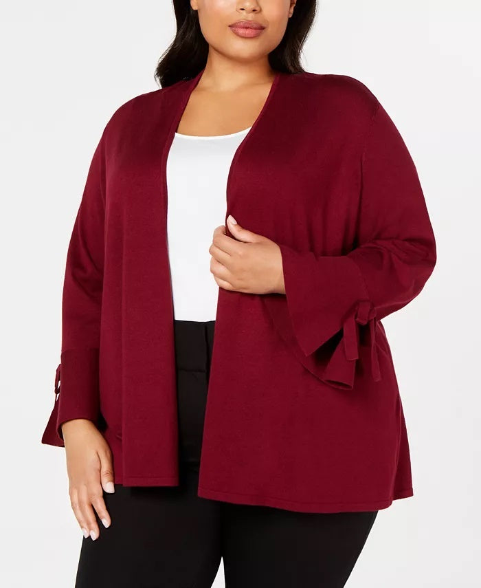 Alfani Women's Plus Tie Sleeve Cardigan Red Size 3X