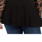 INC International Concepts Women's Lace Peplum Sweater Black Size 3X