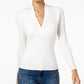 INC International Concepts Women's Ribbed Surplice Sweater White Size XX Large